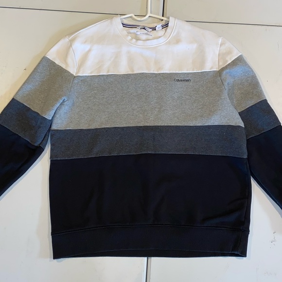 Calvin Klein Mens Long Sleeve Pullover Sweatshirt (Brilliant White Large) - Picture 2 of 4